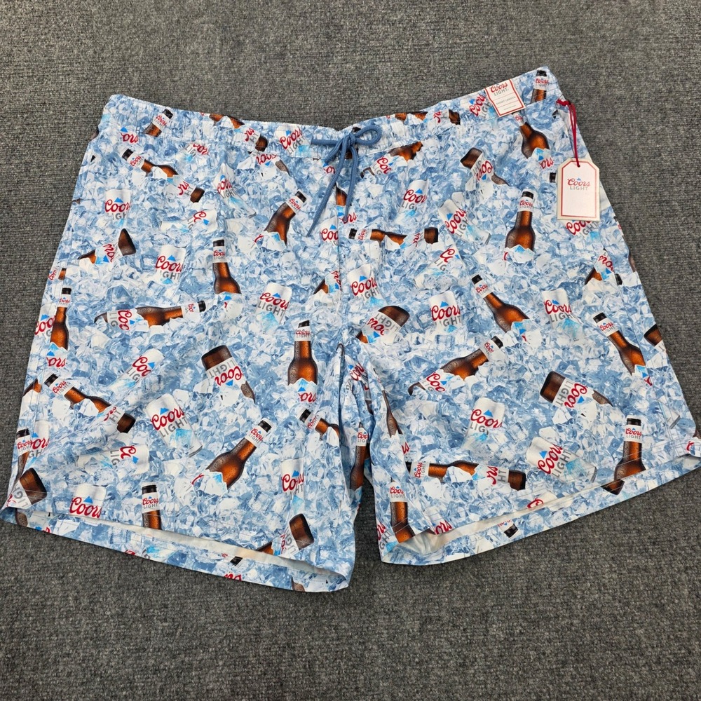 Coors Light‎ Swim Trunks Mens 4XB Beer Bottle Ice Pattern Drawstring Shorts